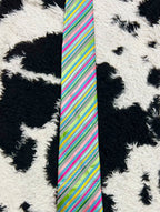 Jane T Embroidered Green & Pink Tie