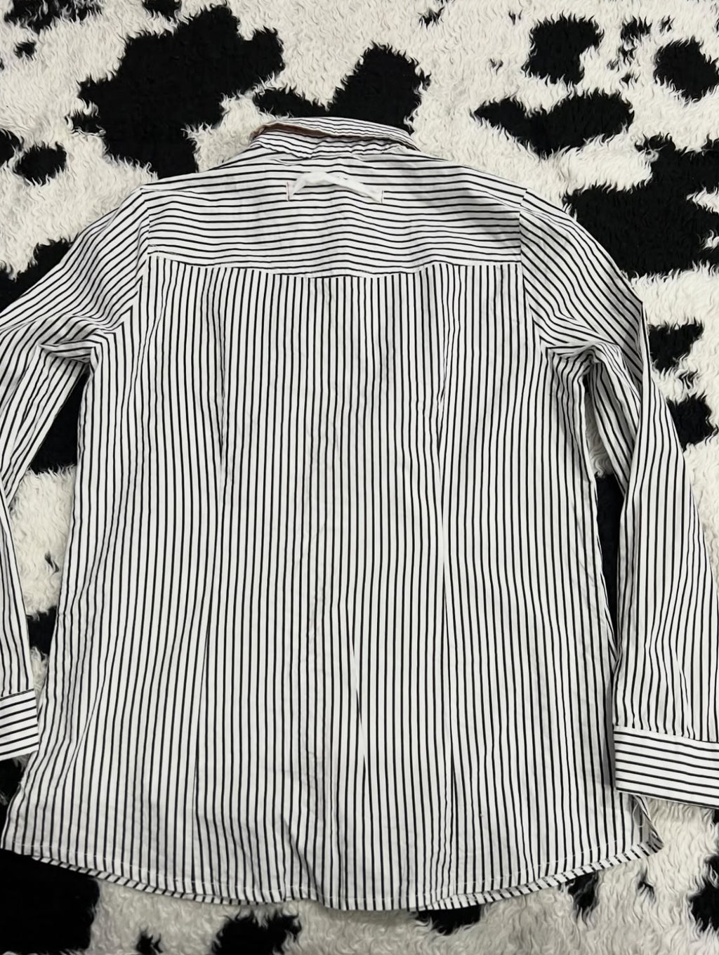Black & White Striped Embroidered Patch Buttonup