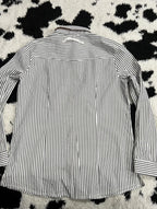 Black & White Striped Embroidered Patch Buttonup