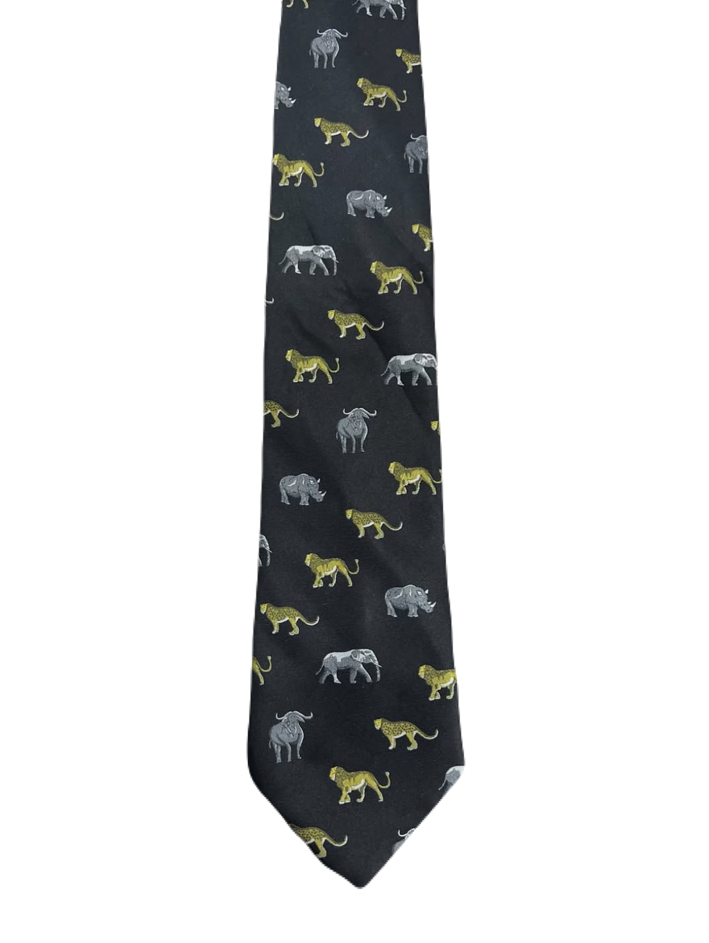 Black Wildlife Animals Embroidered Tie