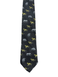 Black Wildlife Animals Embroidered Tie