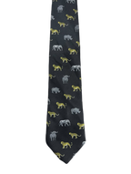 Black Wildlife Animals Embroidered Tie