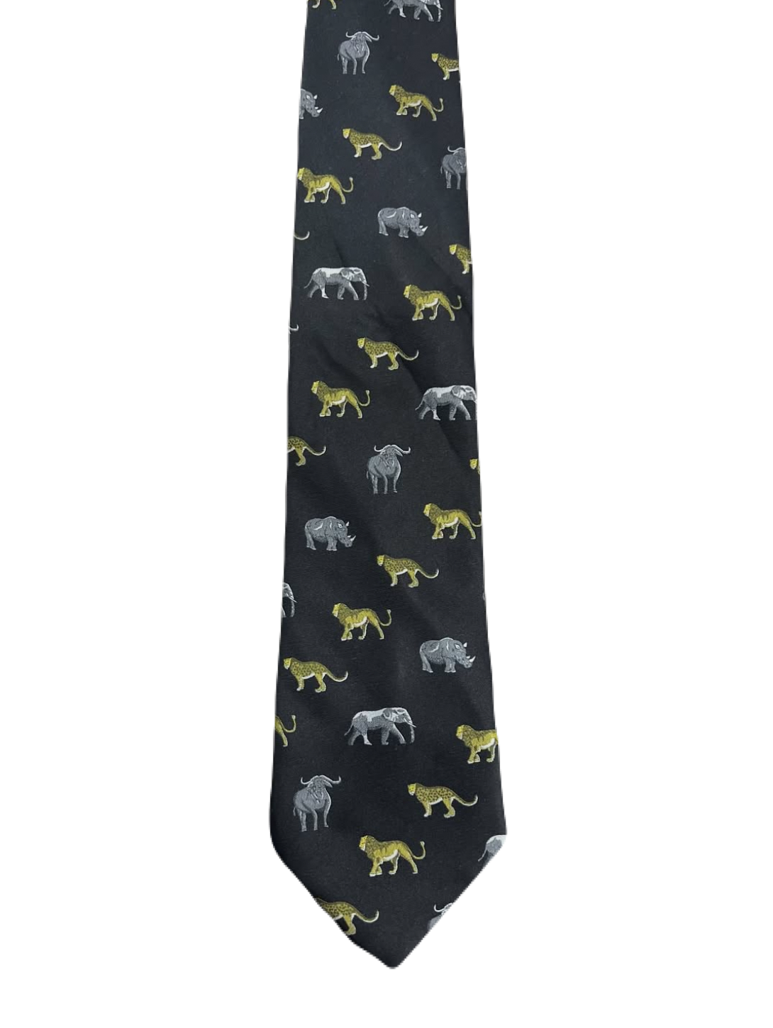 Black Wildlife Animals Embroidered Tie