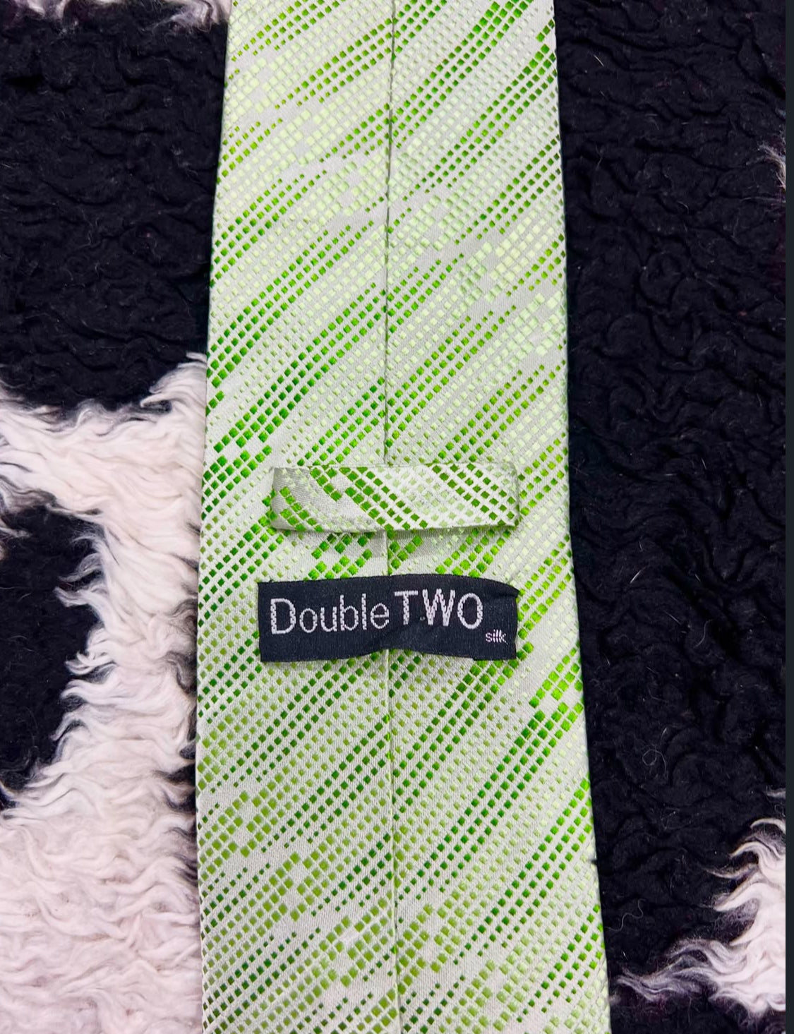 Double TWO Green Embroidered Tie
