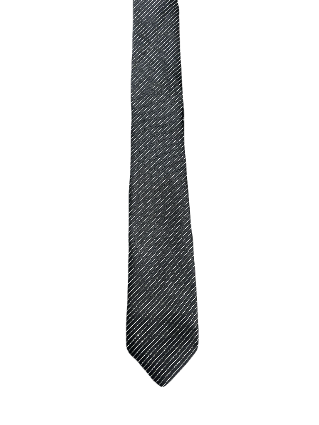Black & Silver Lined Narrow Tie