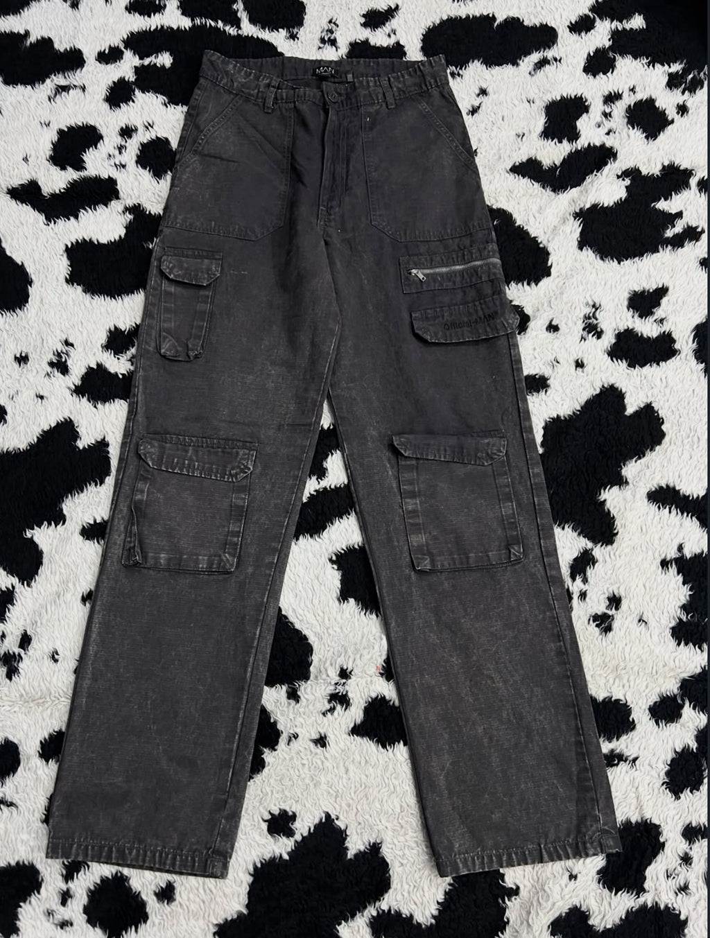Vintage-Style Washed Brown Cargo Pants (Waist 32)