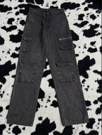 Vintage-Style Washed Brown Cargo Pants (Waist 32)