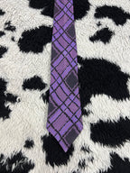 Commodore Purple Checkered Embroidered Tie