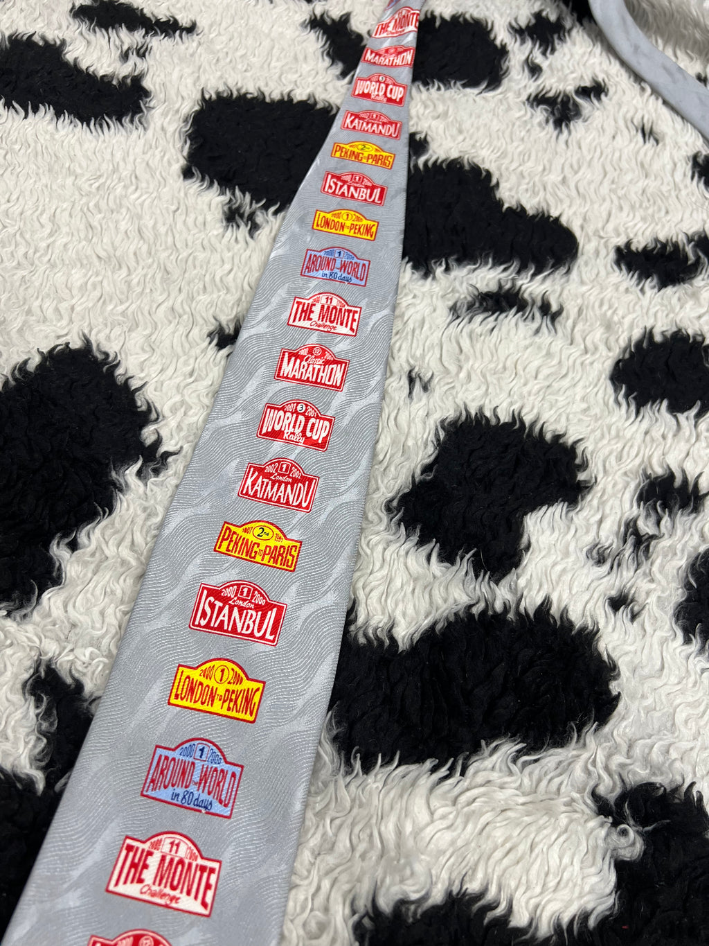 Vintage Car Show Ralley Labels Tie