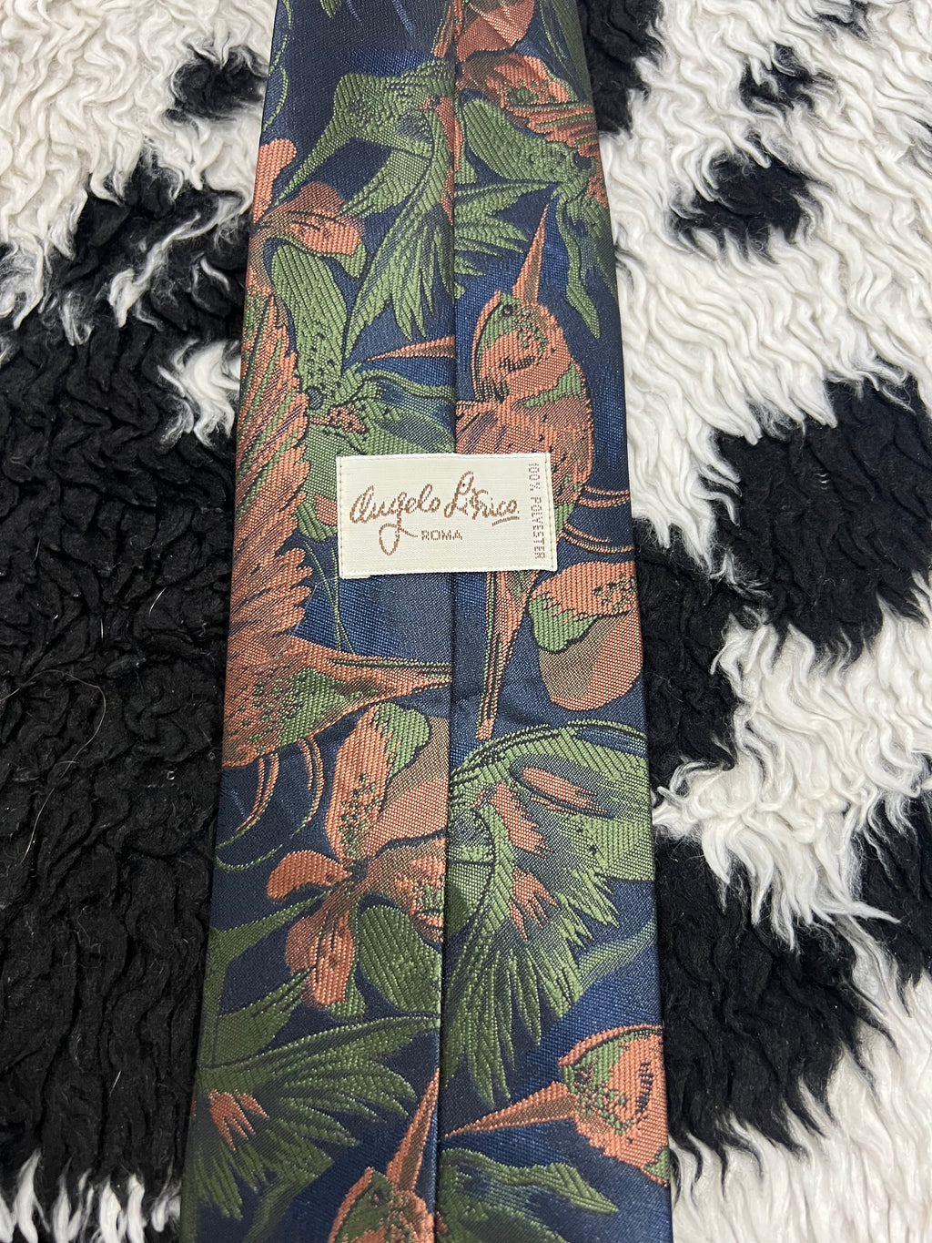 Fully Embroidered Hummingbird Tie