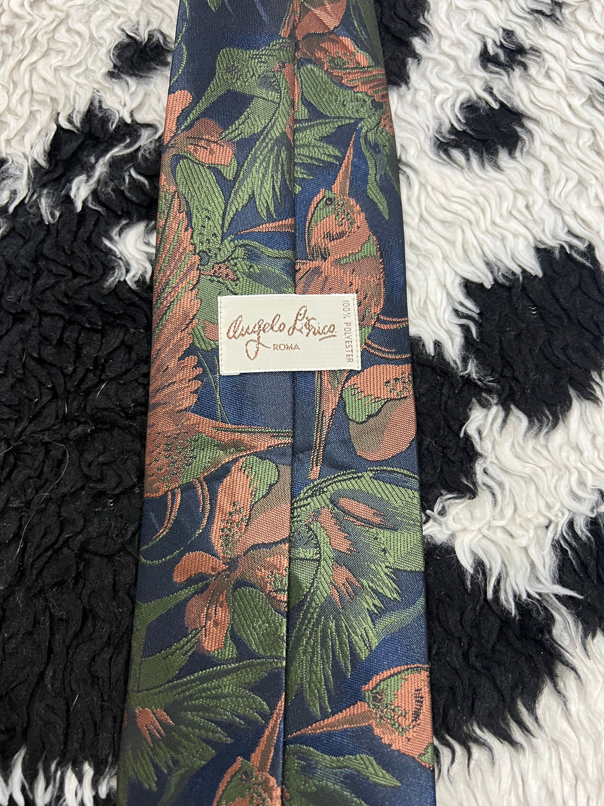 Fully Embroidered Hummingbird Tie