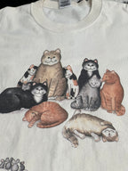 Vintage 90s Fruit of the Loom Cats Tee (Extra Large)