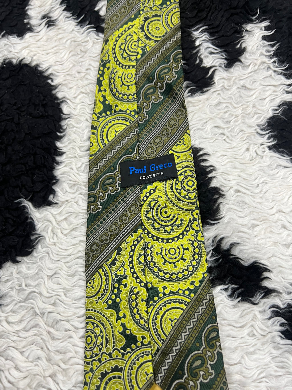 Paul Greco Green Embroidered Tie