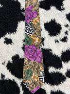 Purple Flowers Graphic Tie