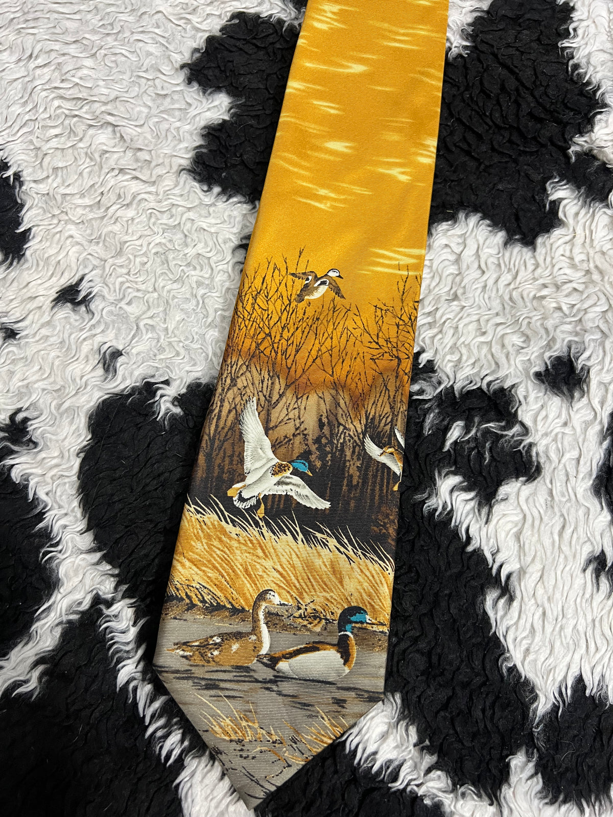 Mallards at Pond Painting Tie
