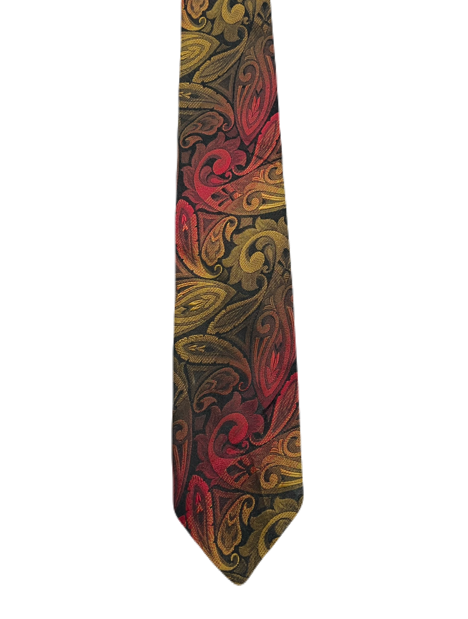 Black, Red & Yellow Paisley Narrow Tie