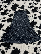 Black Polka Dot Velvet Long Skirt
