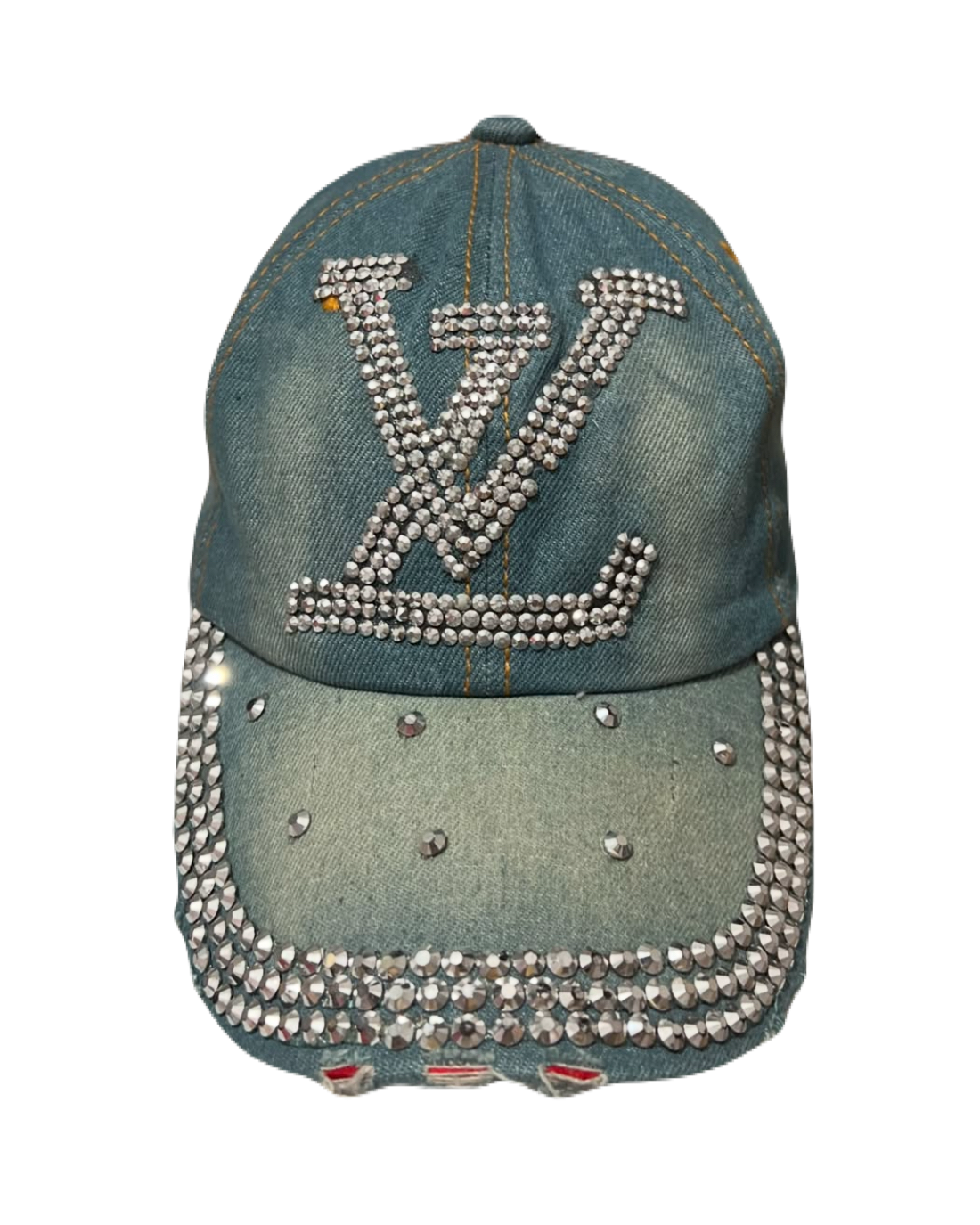 LV Bedazzled Denim Cap
