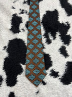 Brown & Blue Embroidered Tie