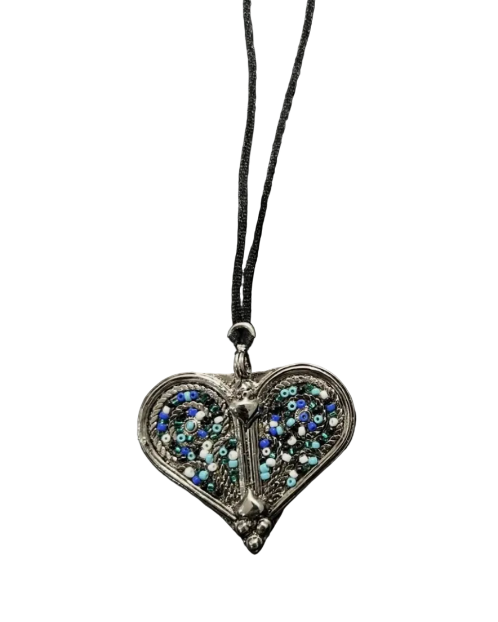 Beaded Metal Heart Necklace