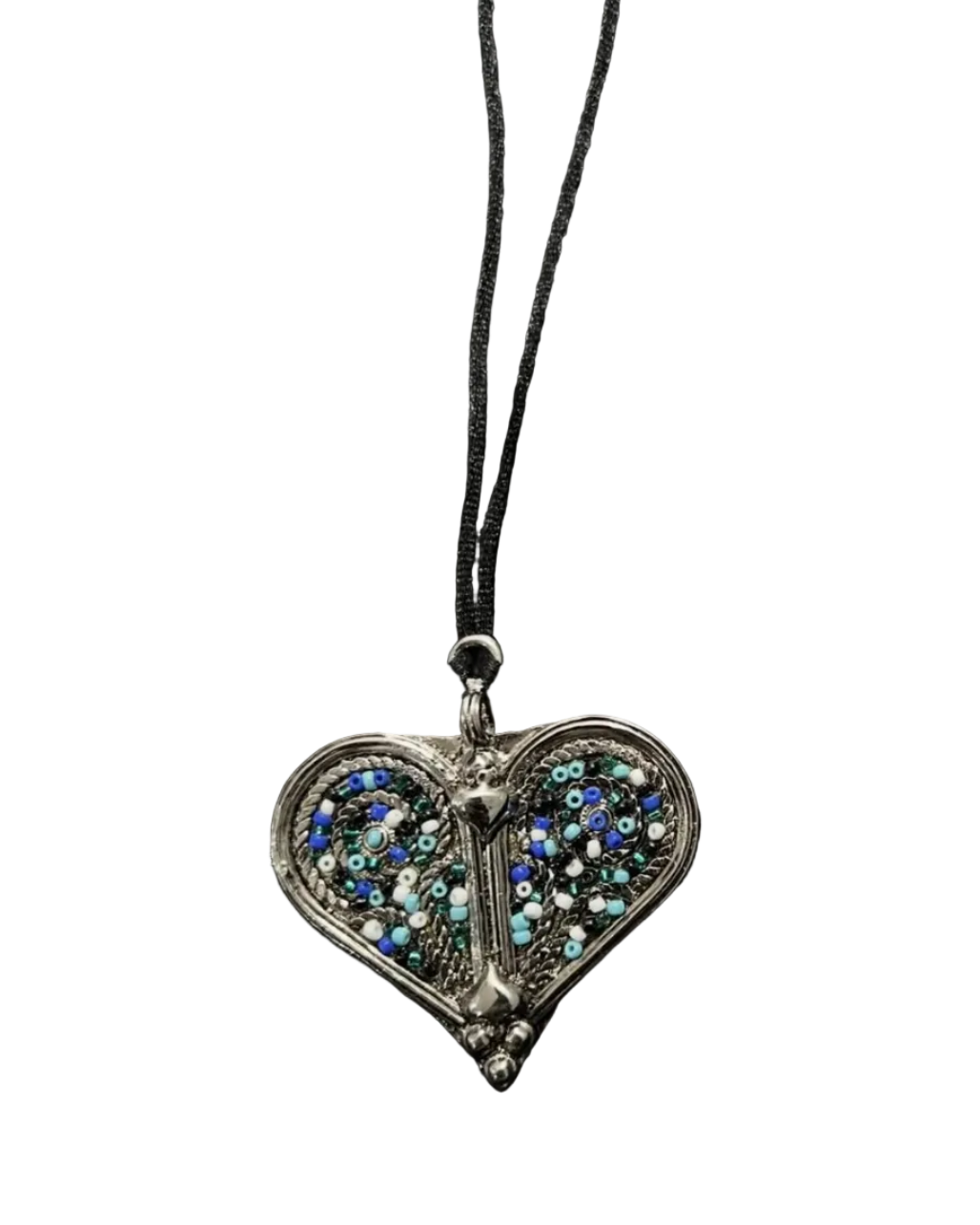 Beaded Metal Heart Necklace