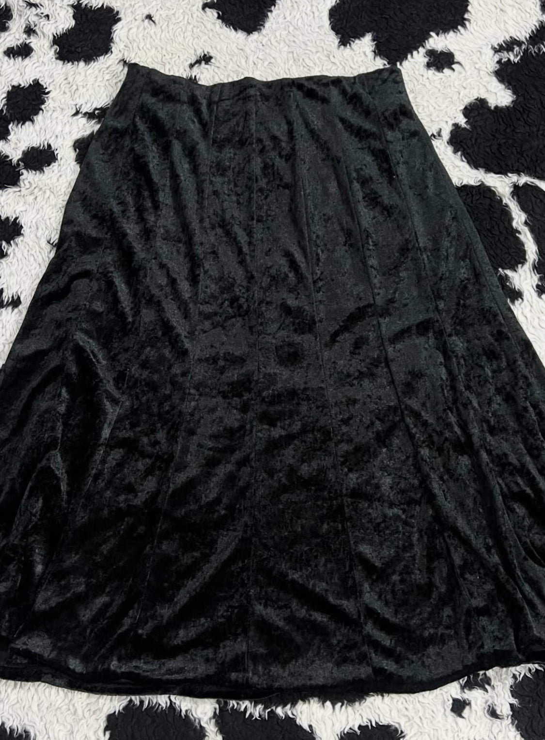 Pleated Black Velvet Skirt