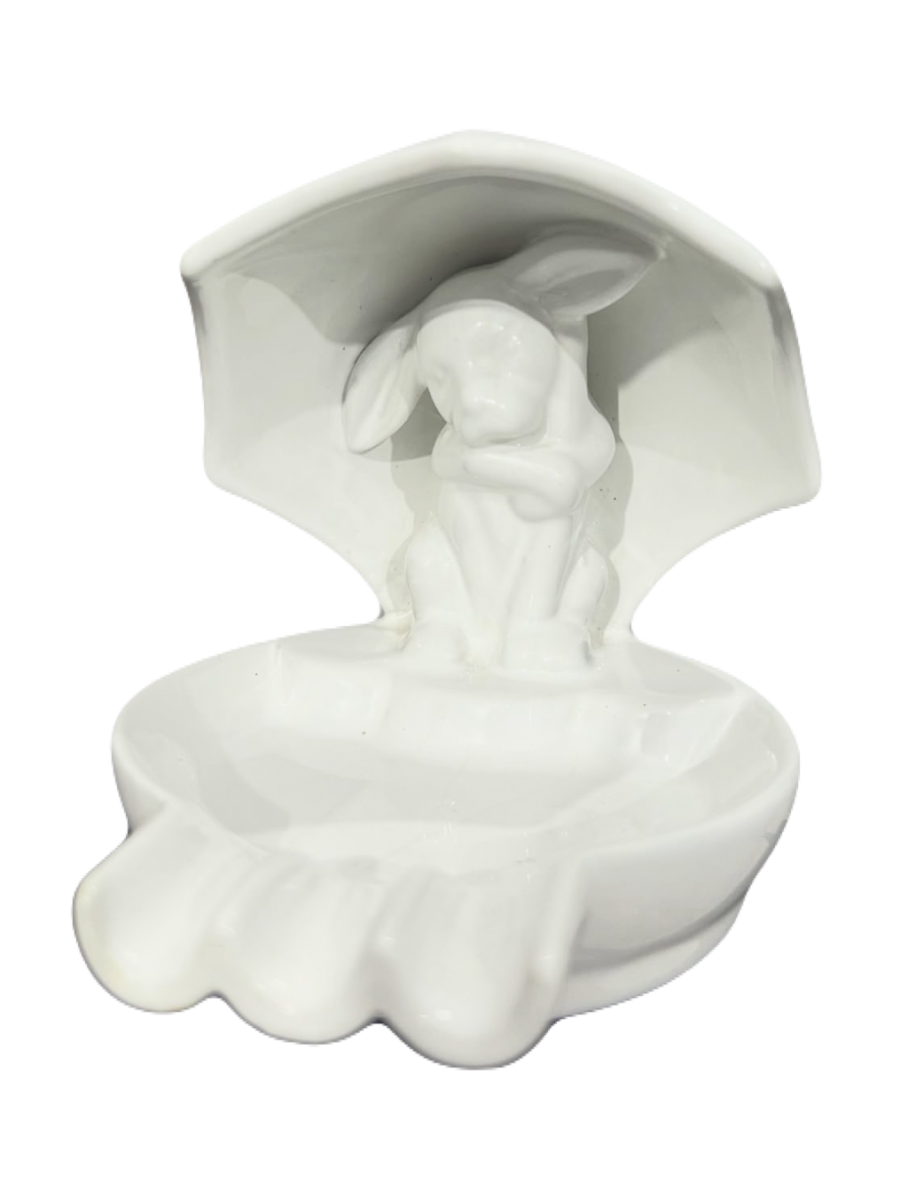 Ceramic Bunny Holding Umbrella Dish