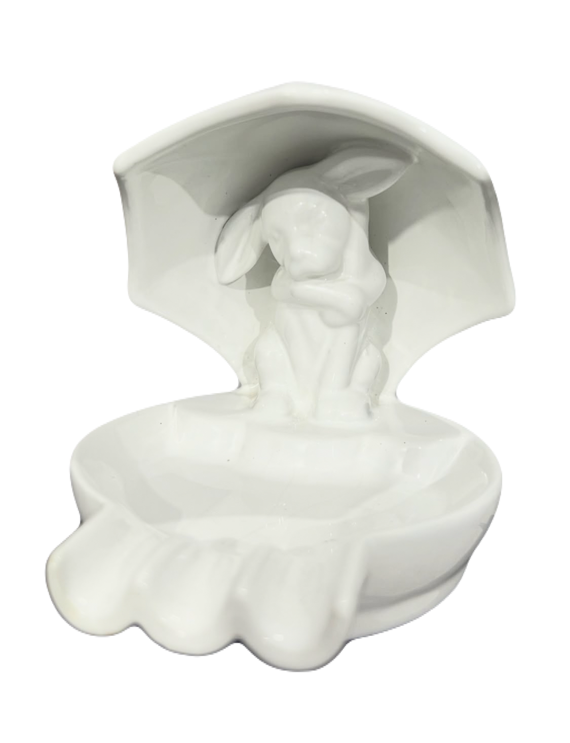 Ceramic Bunny Holding Umbrella Dish