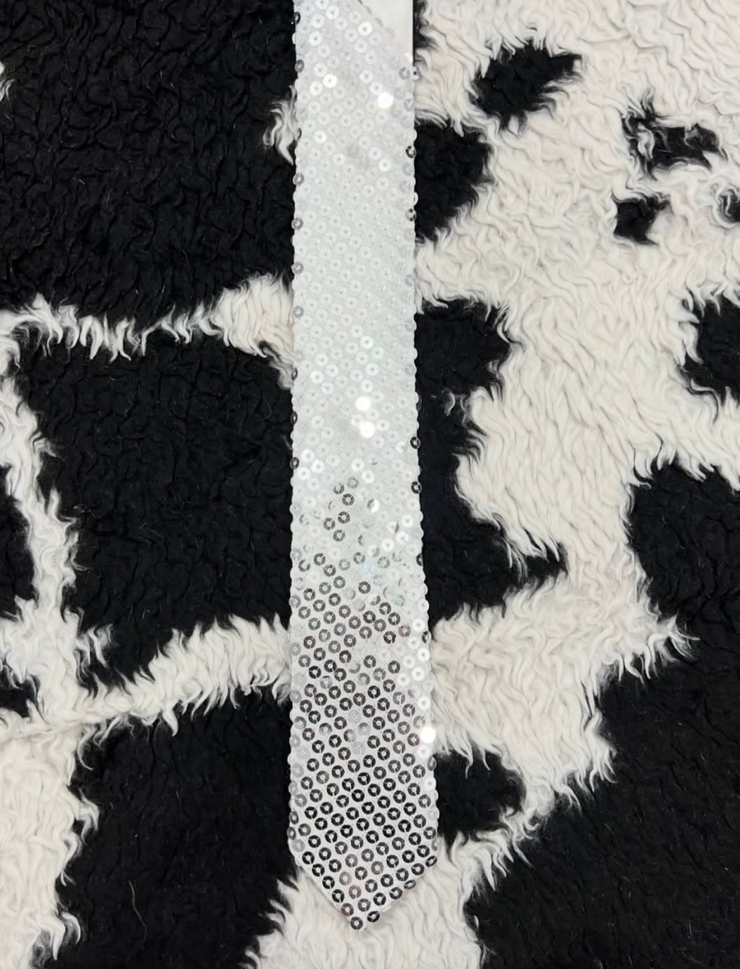 Silver Glitter Narrow Tie