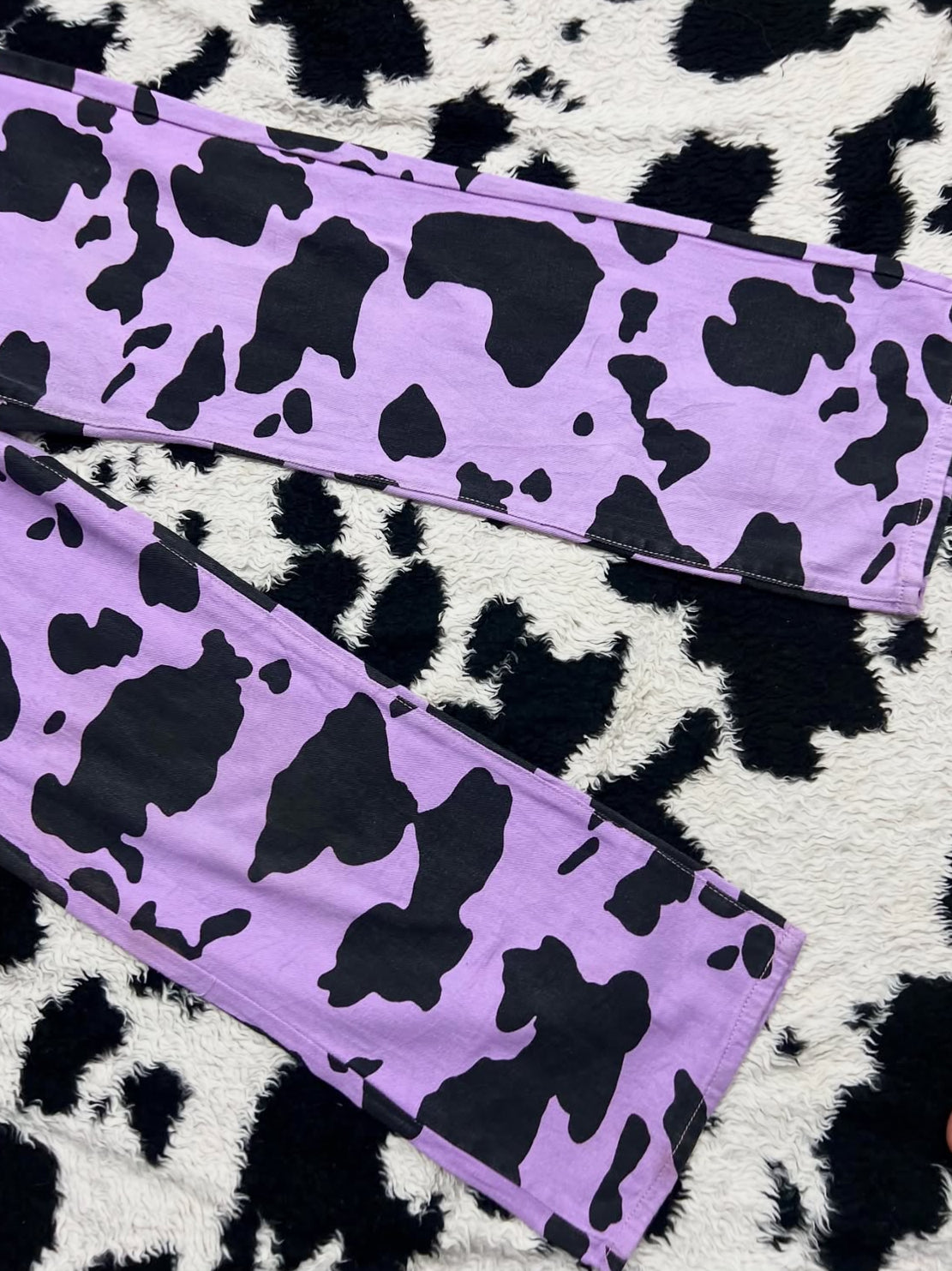 Purple Cow-Print Denims (Waist 32)