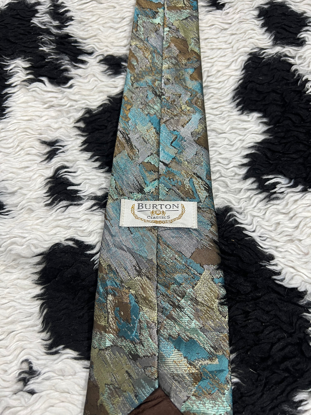 Burton Blue & Brown Abstract Embroidered Tie