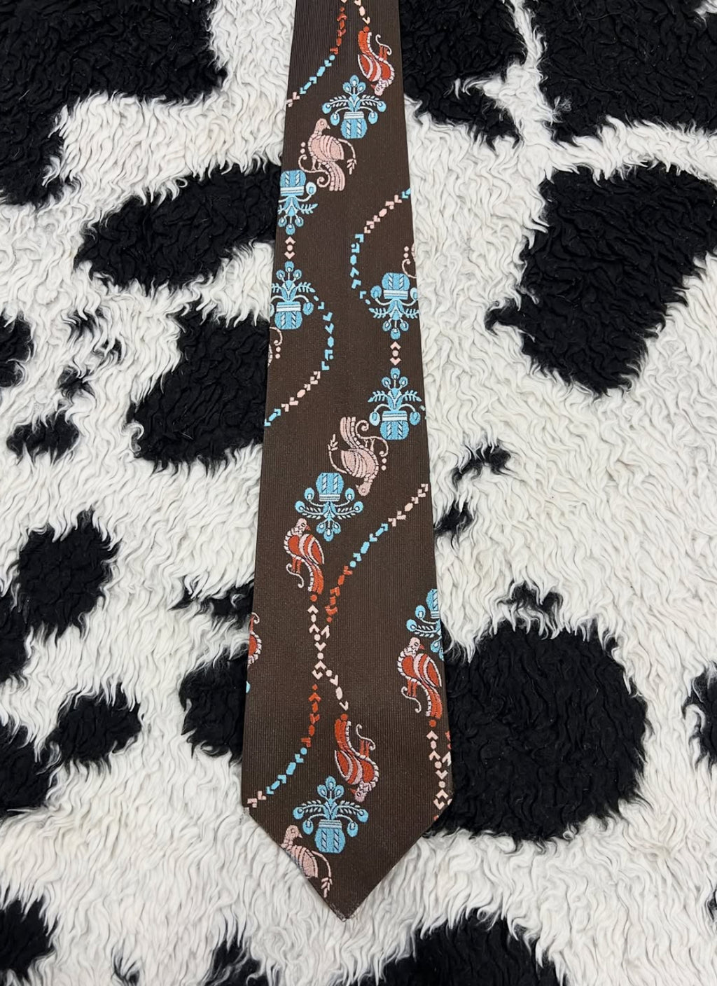 Embroidered Birds & Pots Tie