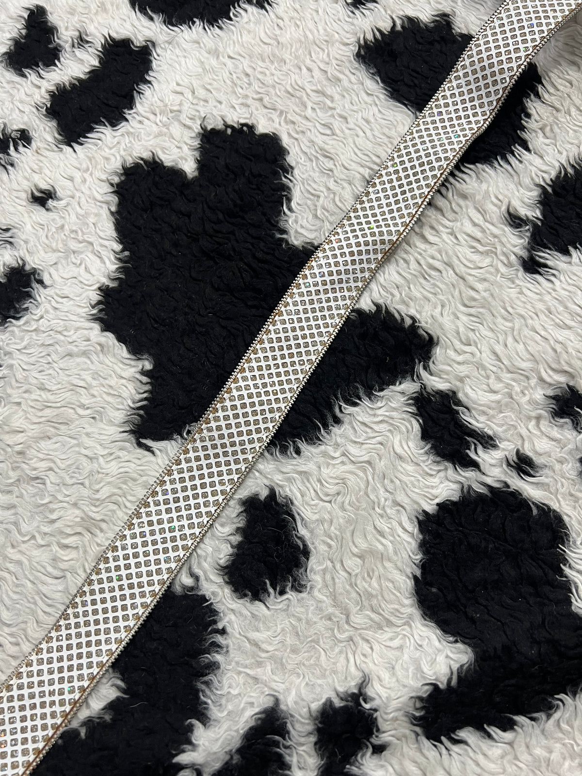 White Glitter Zipper Belt