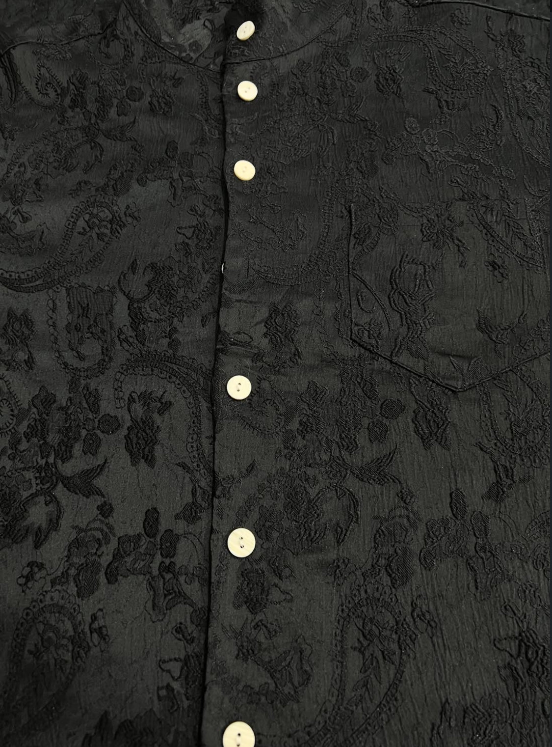 Black Textured Paisley Buttonup