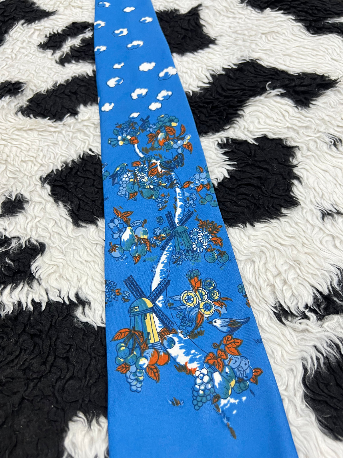 Windmills, Fruits & Birds Tie