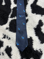 Blue Embroidered Bird Tie
