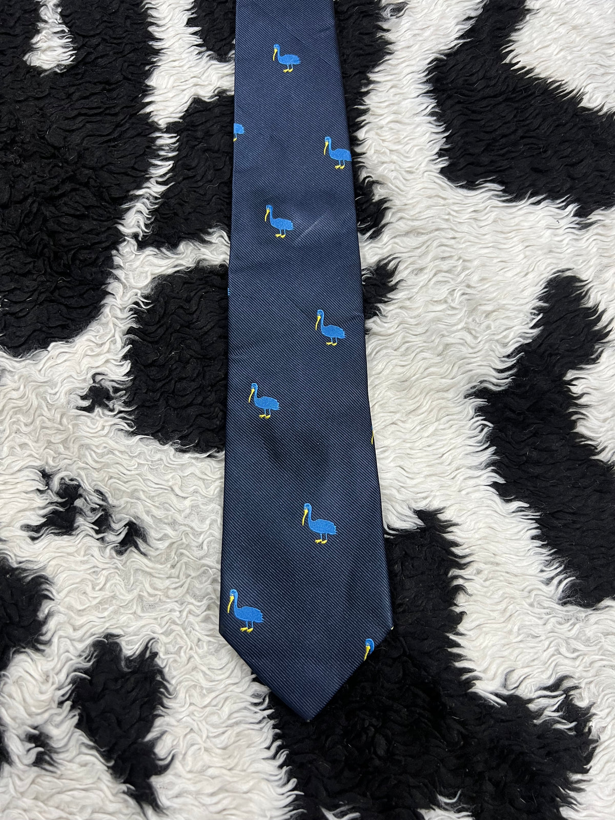 Blue Embroidered Bird Tie