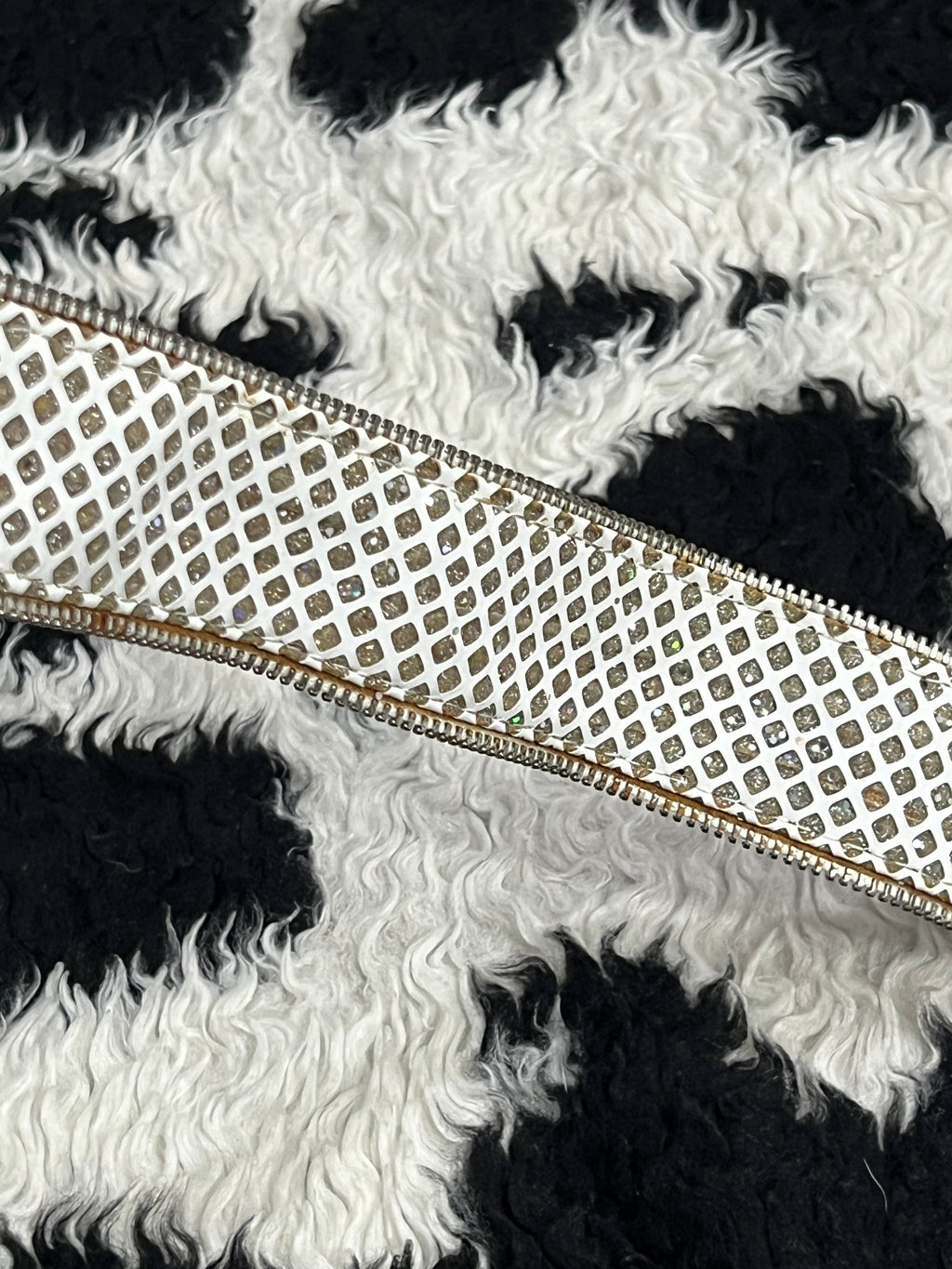 White Glitter Zipper Belt