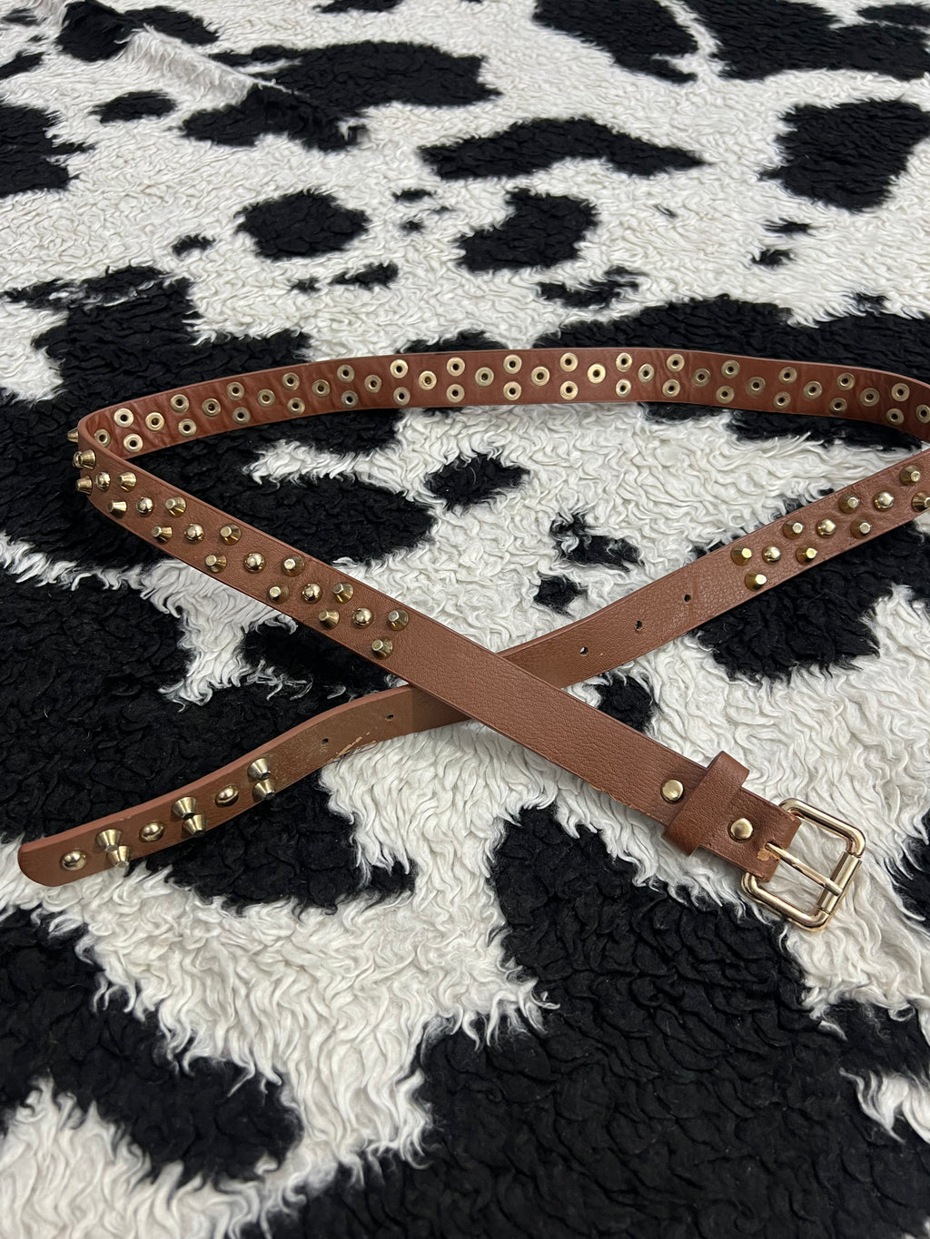 Brown Golden Studded Belt
