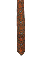Orange Embroidered Geometric Tie