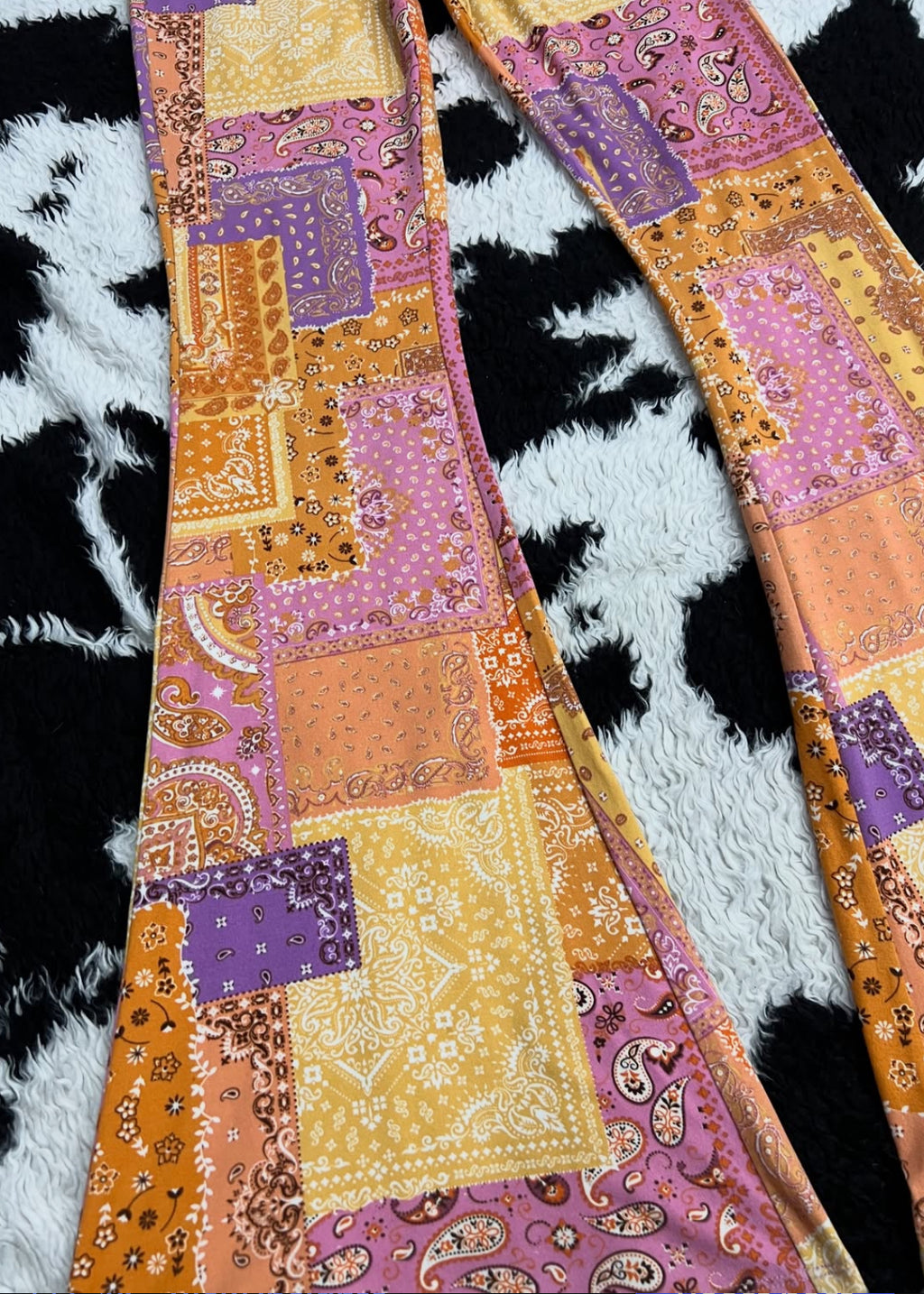 Pink & Orange Paisley Patchwork Bellbottoms (Small)