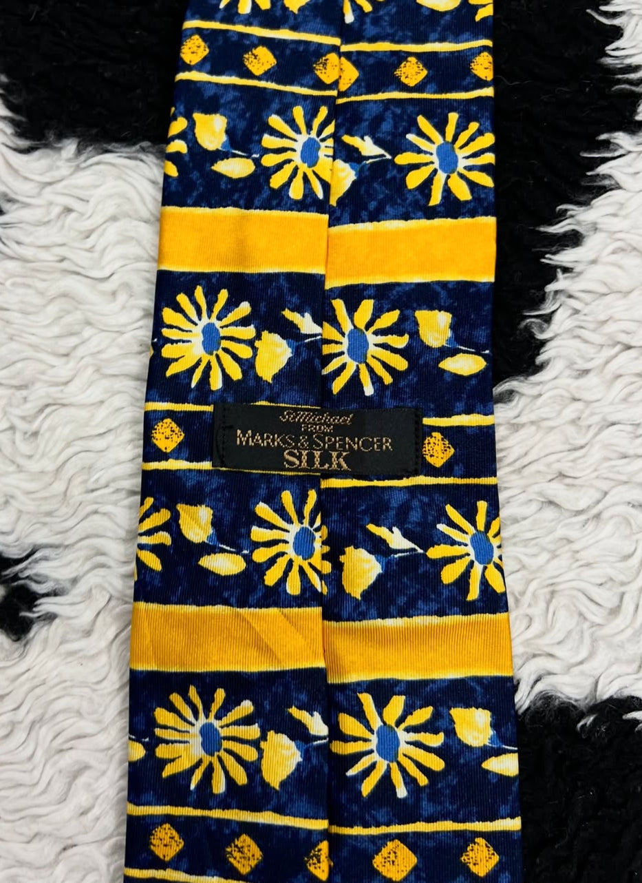 Yellow & Blue Floral Tie