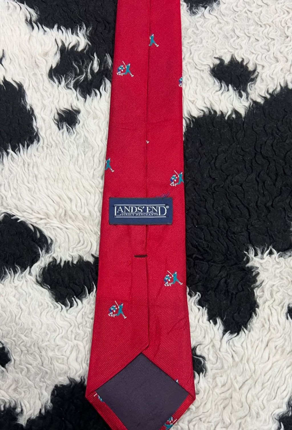 Red Embroidered Cricket Tie
