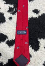 Red Embroidered Cricket Tie