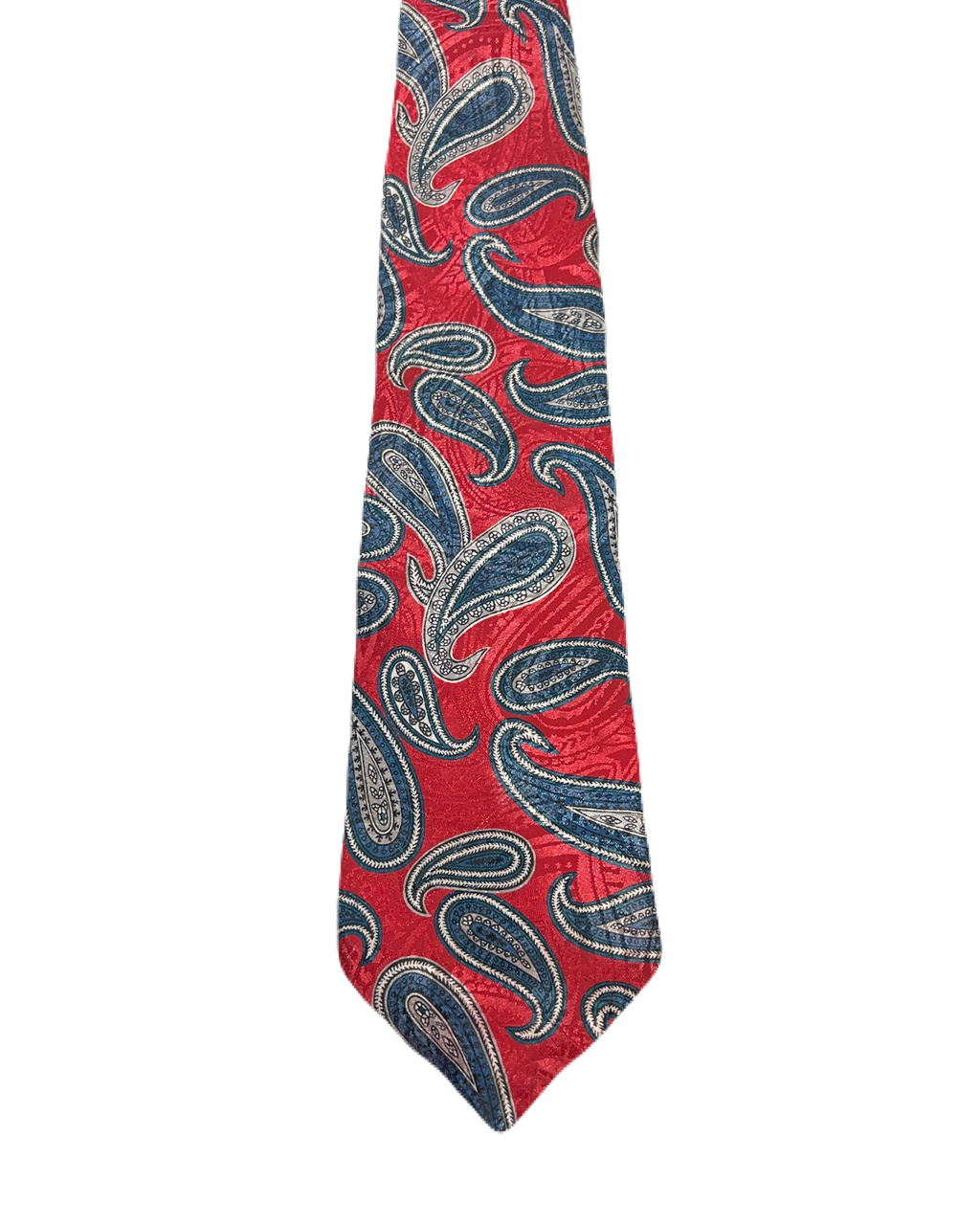 Red Double-Textured Paisley Tie