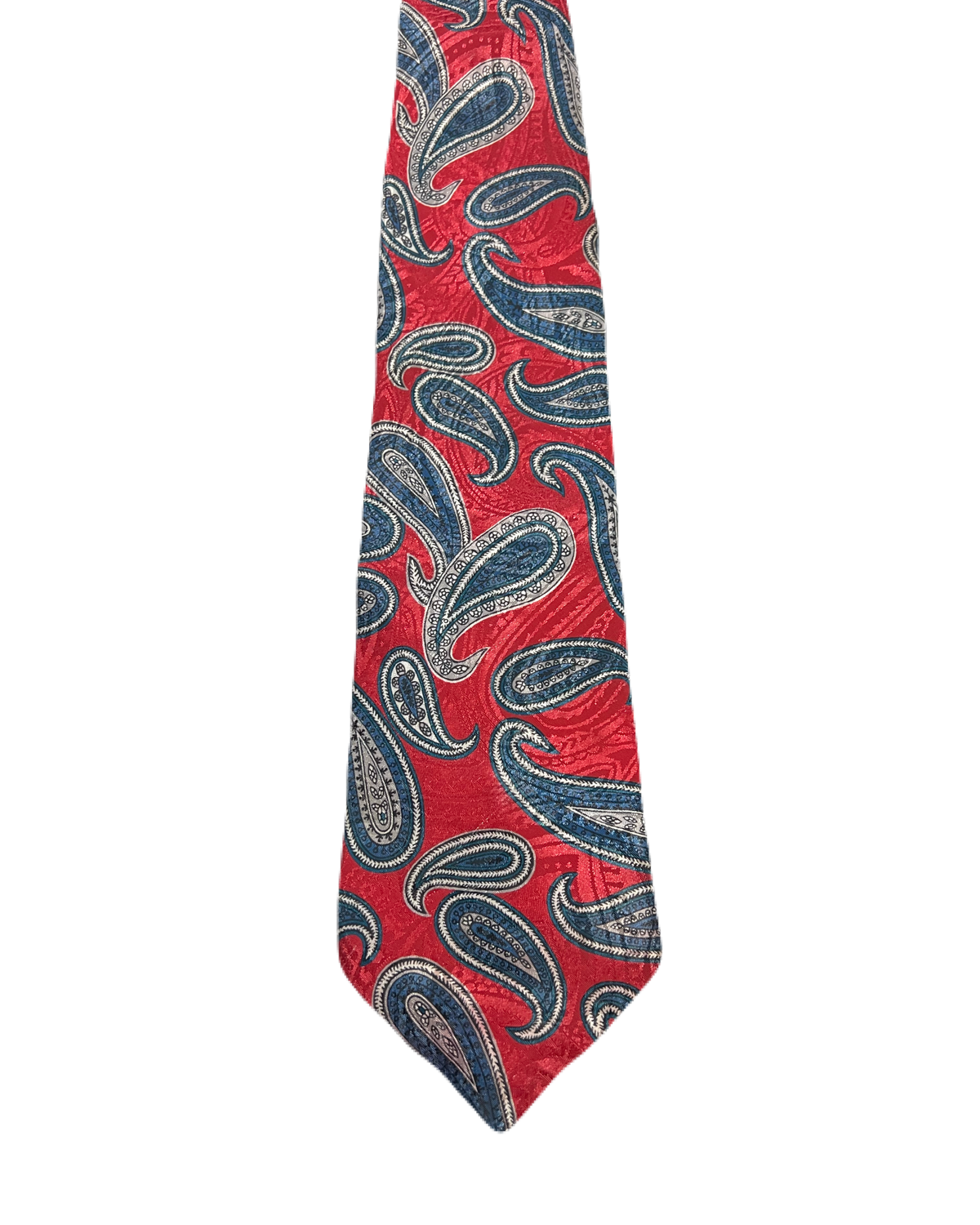 Red Double-Textured Paisley Tie