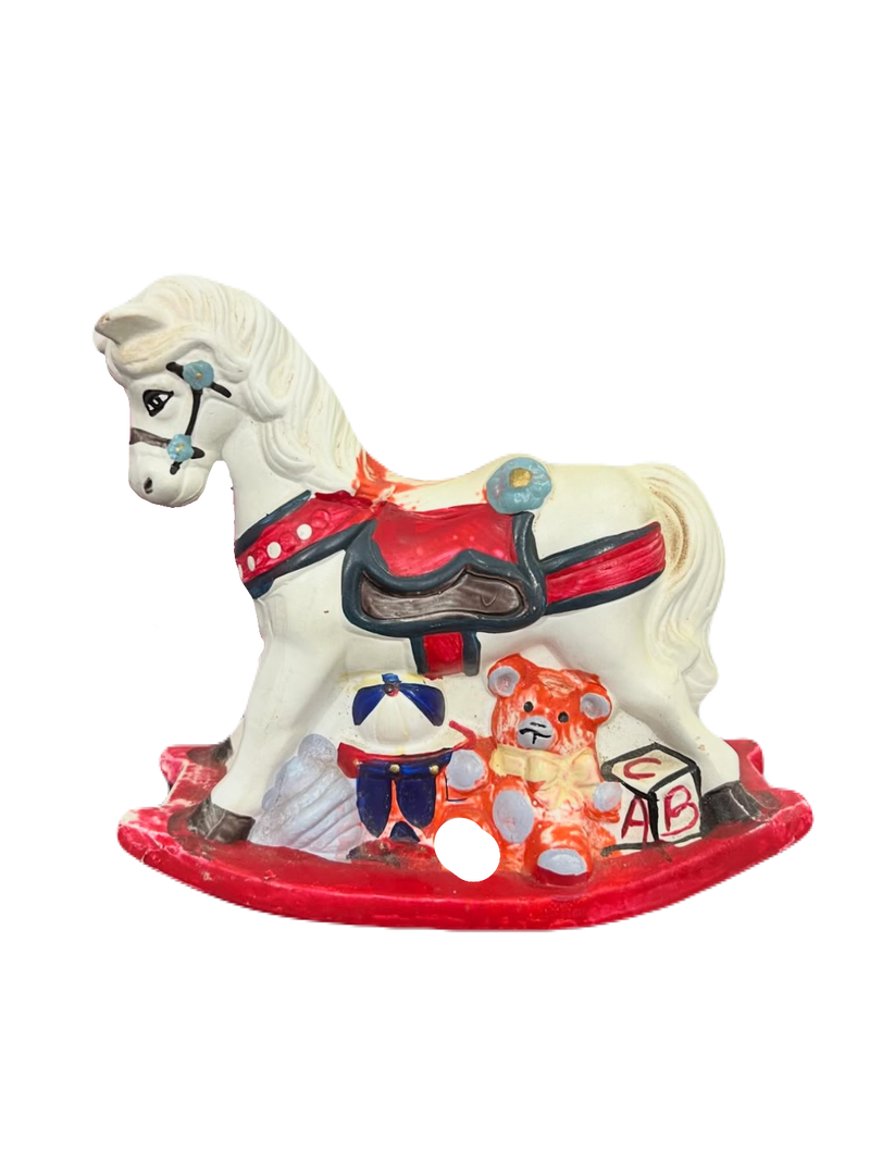 Vintage 1980s Ceramic Rocking Horse Coin Collector