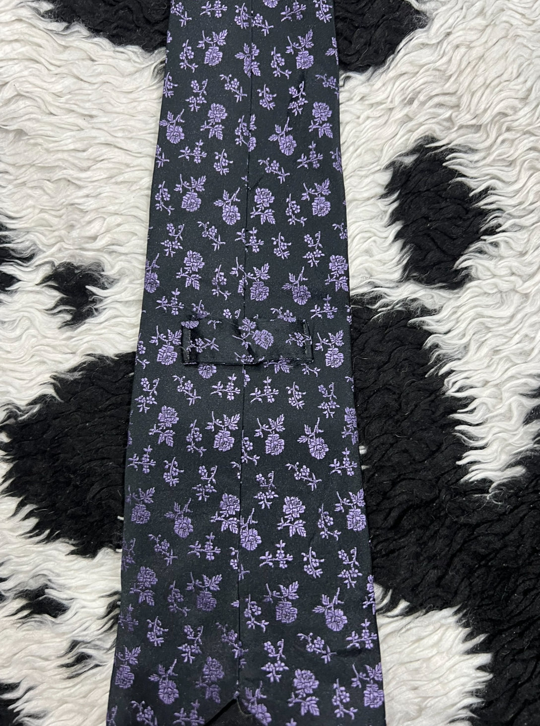 Black & Purple Floral Tie
