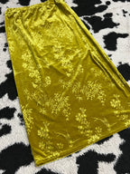 Floral Parrot Print Velvet Long Skirt