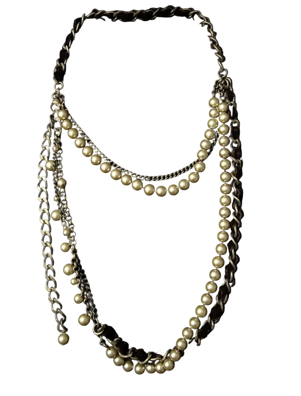 Double-Layered Brown Beaded Heavy Necklace